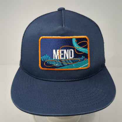 Mend Snapback Mesh Back Trucker Hat Blue One Size Adjustable Yupoong