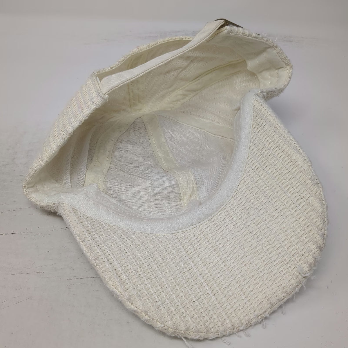 Sonoma Baseball Cap Beige One Size Slideback Woven Straw Frayed Brim Hat Blank