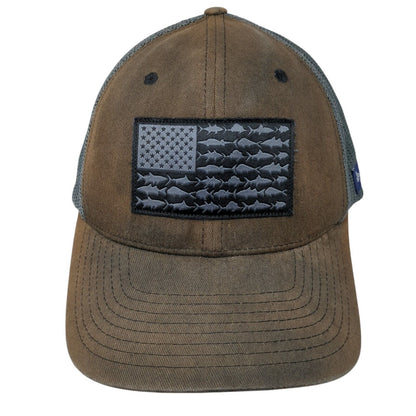 Columbia PFG Fish USA Flag Fitted Trucker Hat Multicolor S/M Patriotic Mesh Back