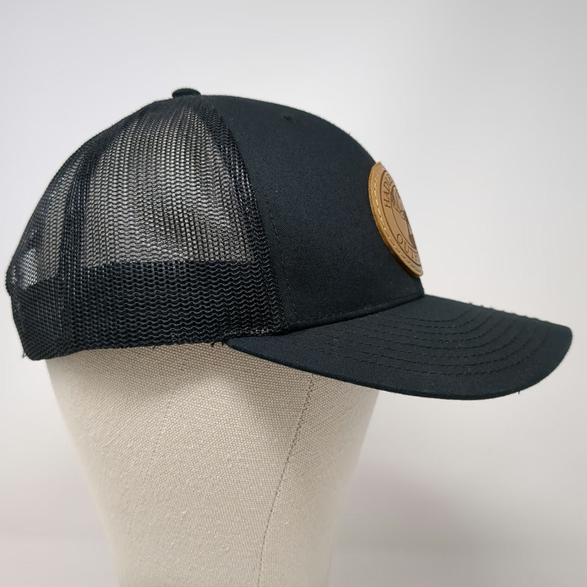 Richardson Trucker Hat Black One Size Hadley Creek Outfitters Leather Patch Deer