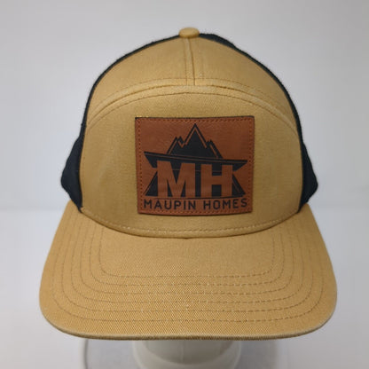 MH Maupin Homes Snapback Trucker Hat Tan OS Adjustable Mesh Red Lbl Outdoor Cap