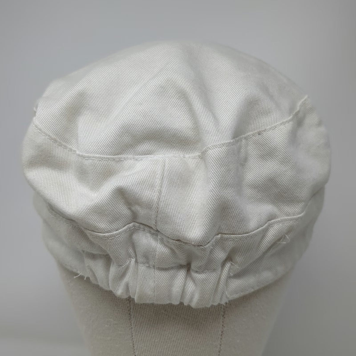 White Army Cap One Size Elastic Back Cotton Cadet Hat Plain Solid Flat Top