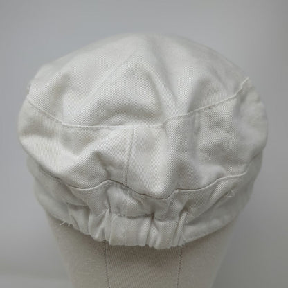 White Army Cap One Size Elastic Back Cotton Cadet Hat Plain Solid Flat Top