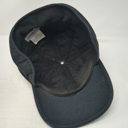 Carhartt Baseball Cap Black XL Fitted Ear Flaps Leather Patch Work Outdoor Hat