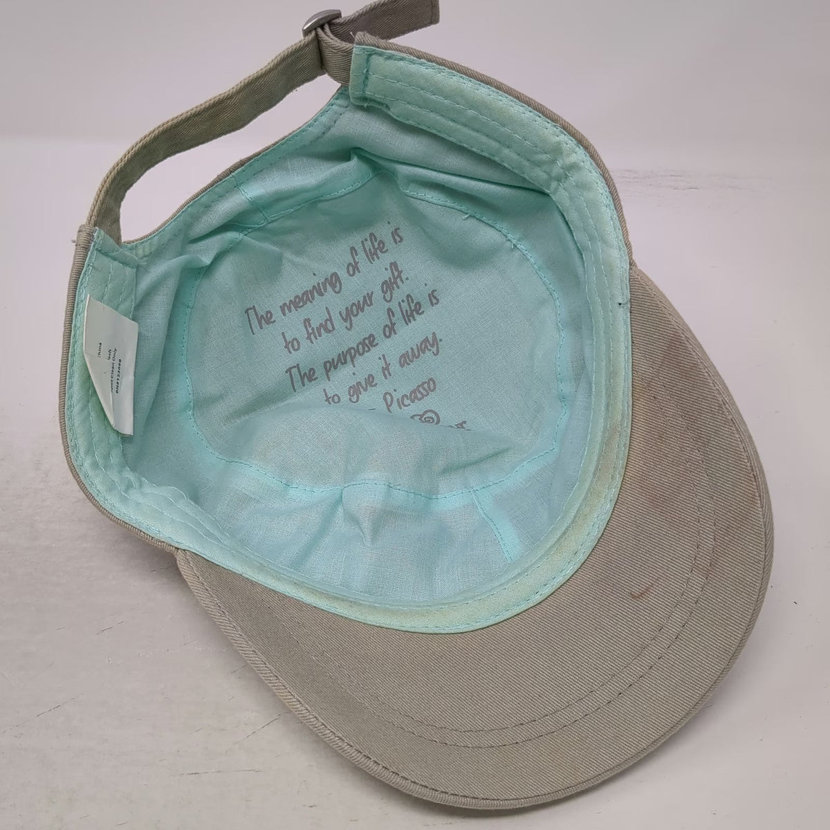 Trust Your Journey Army Cap Beige One Size Picasso Quote Heart Patterned Hat