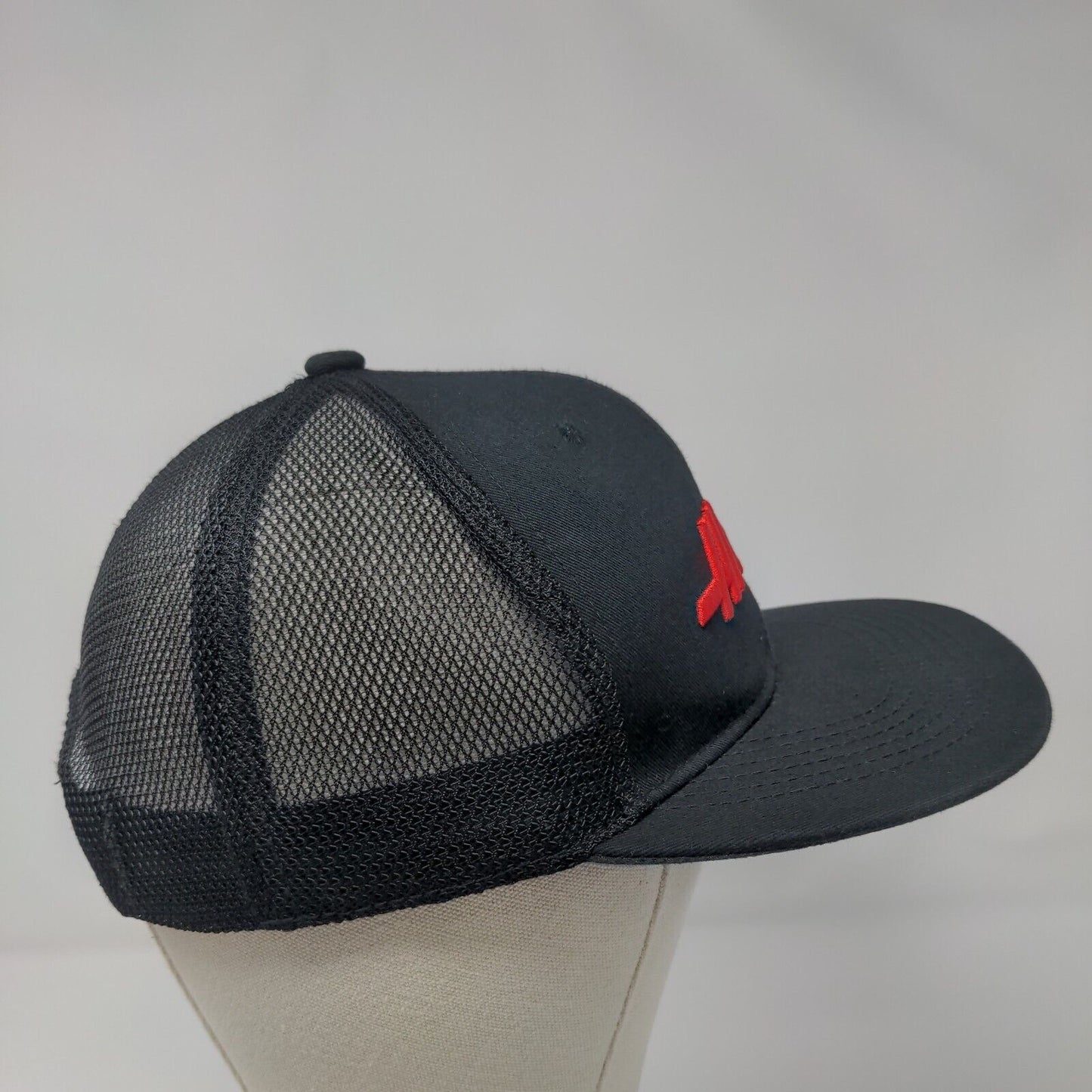 Haas Snapback Mesh Back Trucker Hat Black OSFA Adjustable Embroidered