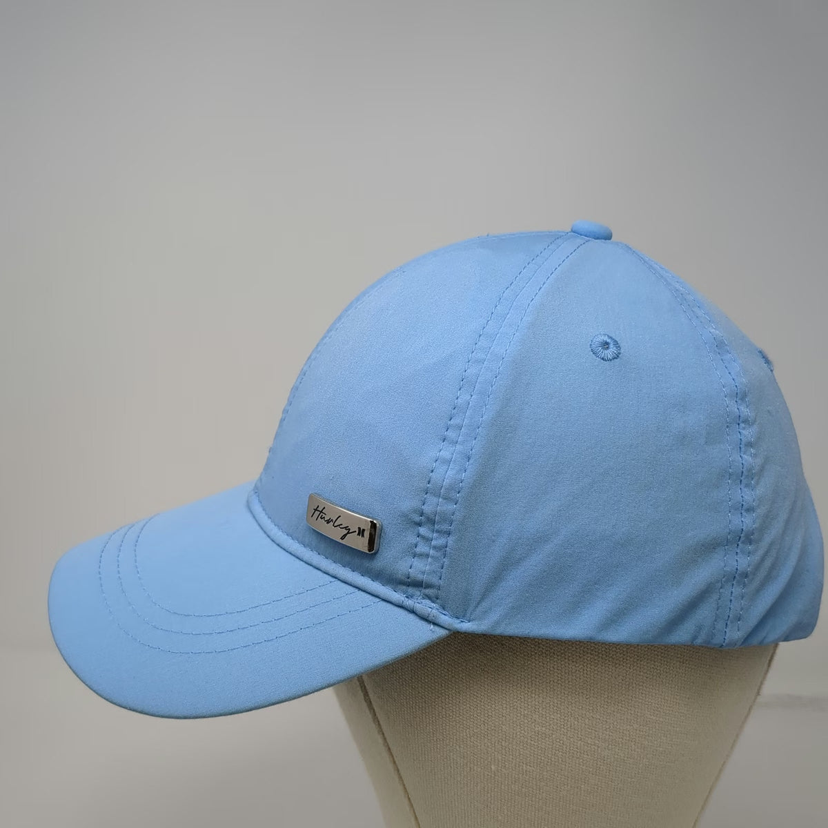 Hurley Baseball Cap Blue One Size Slideback Metal Logo Nylon Outdoor Curved Hat