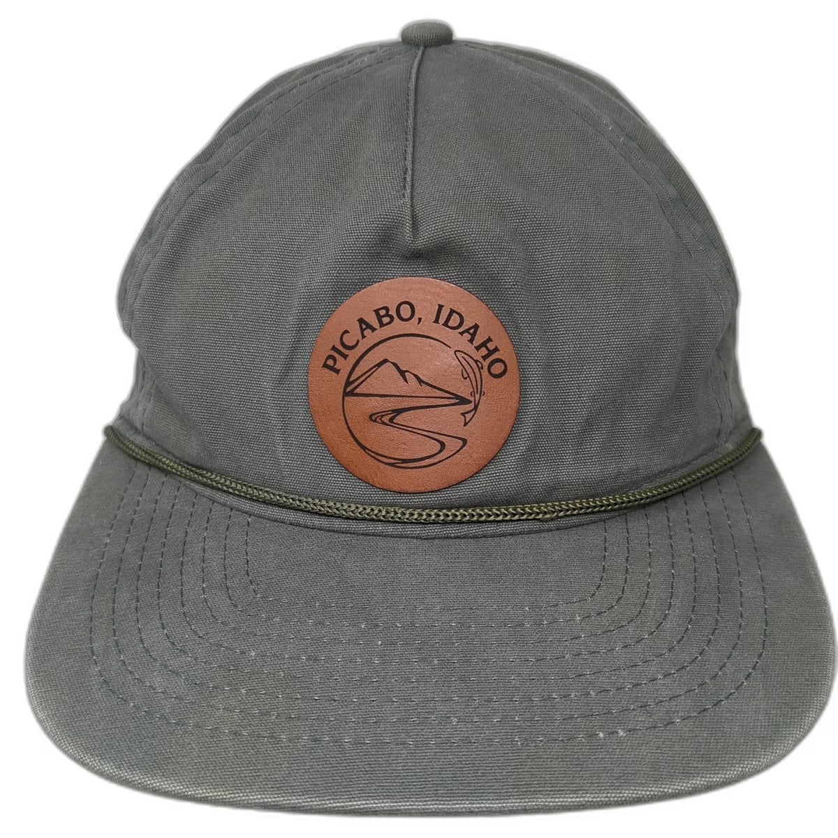 Ouray 5 Panel Green One Size Leather Patch Rope Picabo Idaho Cotton Trout Hat