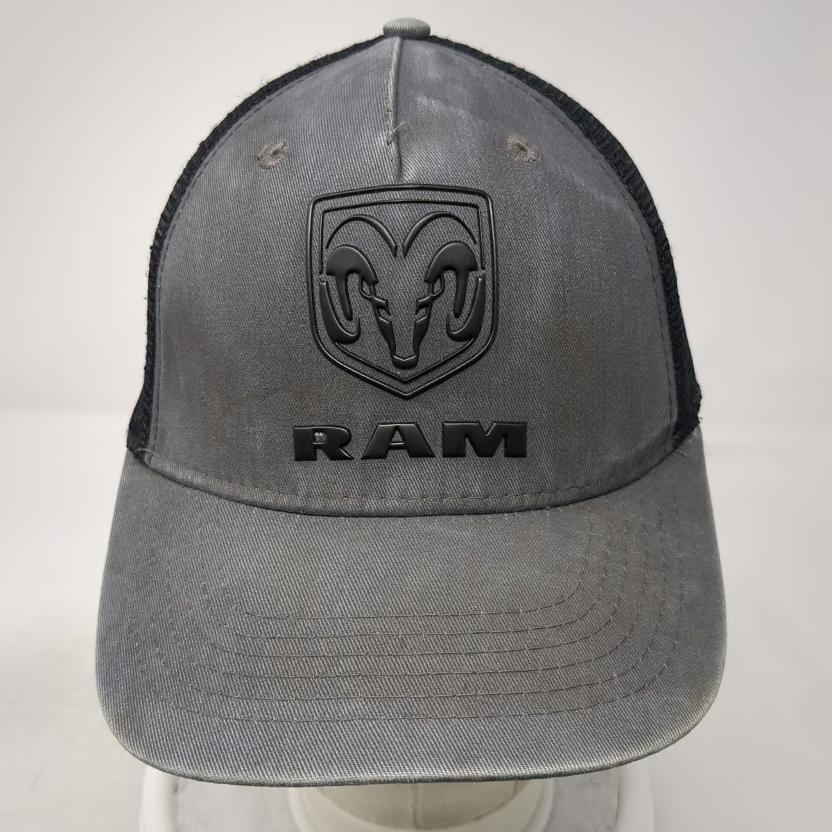 Outdoor Cap RAM Logo Gray Trucker Hat One Size Snapback Mesh Back Curved Brim