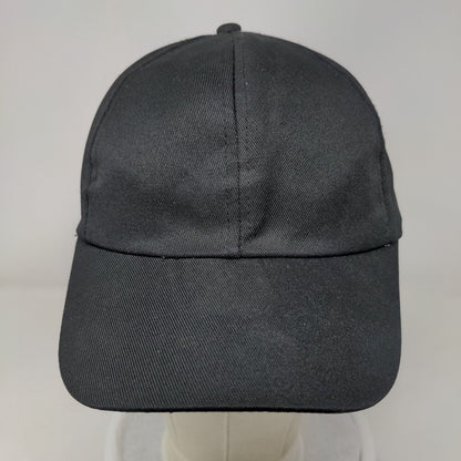 Unbranded Strapback Hat Black One Size Solid Blank Adjustable 6 Panel