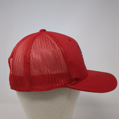 Yupoong Snapback Mesh Back Trucker Hat Red One Size Embroidered Logo