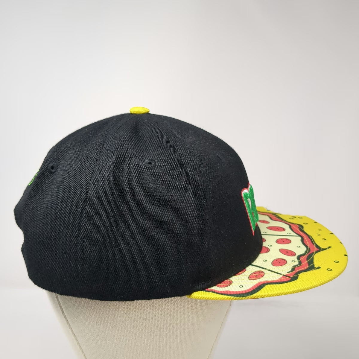 Snapback Black One Size TMNT Pizza Slice Graphic Bite Out Of Brim Flat Bill Hat