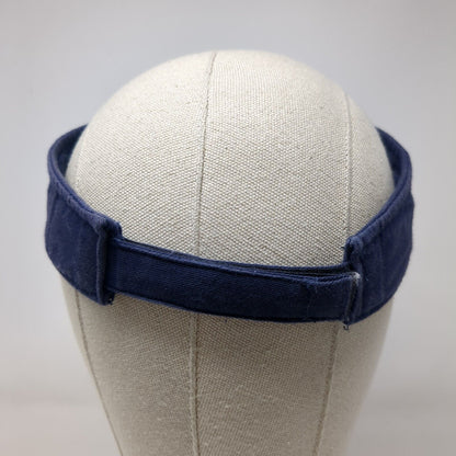 River1 Strapback Sun Visor Hat Blue OSFA Adjustable Embroidered Sportsman Cotton