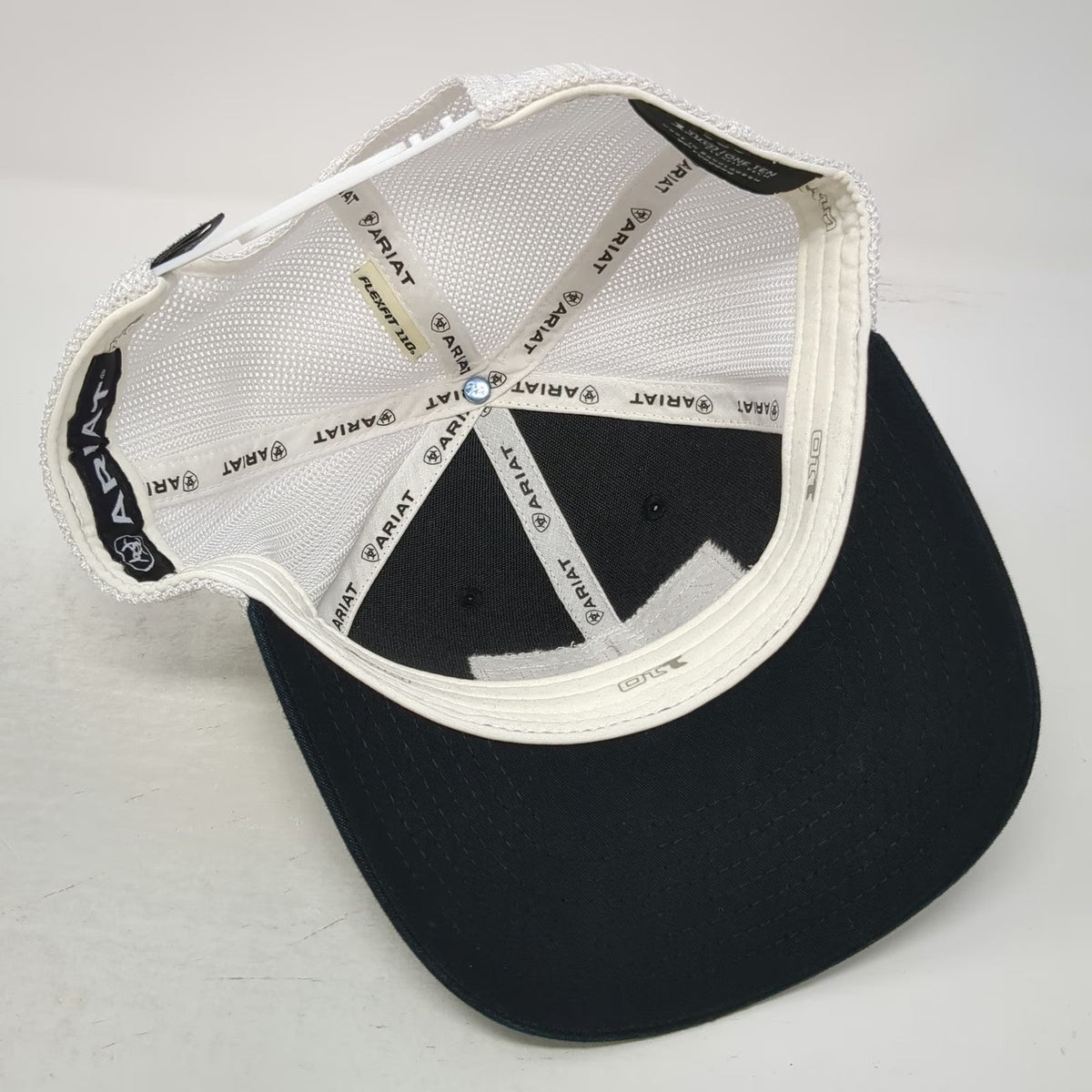 Ariat Trucker Hat Black White Yellow One Size Mesh Snapback Work Logo Patch