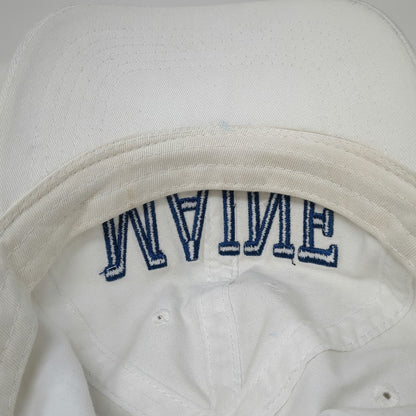 ESY Baseball Cap White Blue One Size Maine Embroidered Strapback Cotton Hat