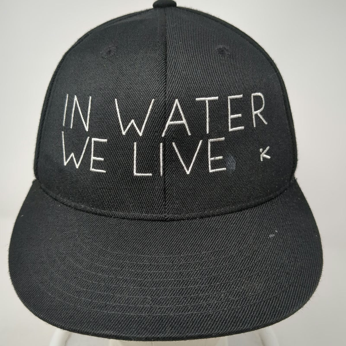 Flexfit Baseball Cap Black 7 1/4 In Water We Live HKD Hooked Isaac Long Hat