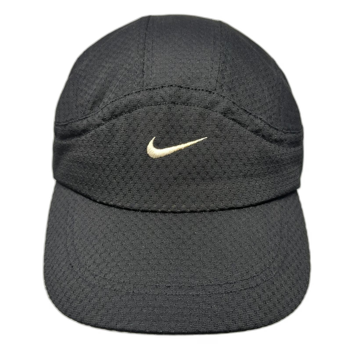 Nike Baseball Cap Black 5 Panel Mesh Breathable Strapback Swoosh Hat Vintage