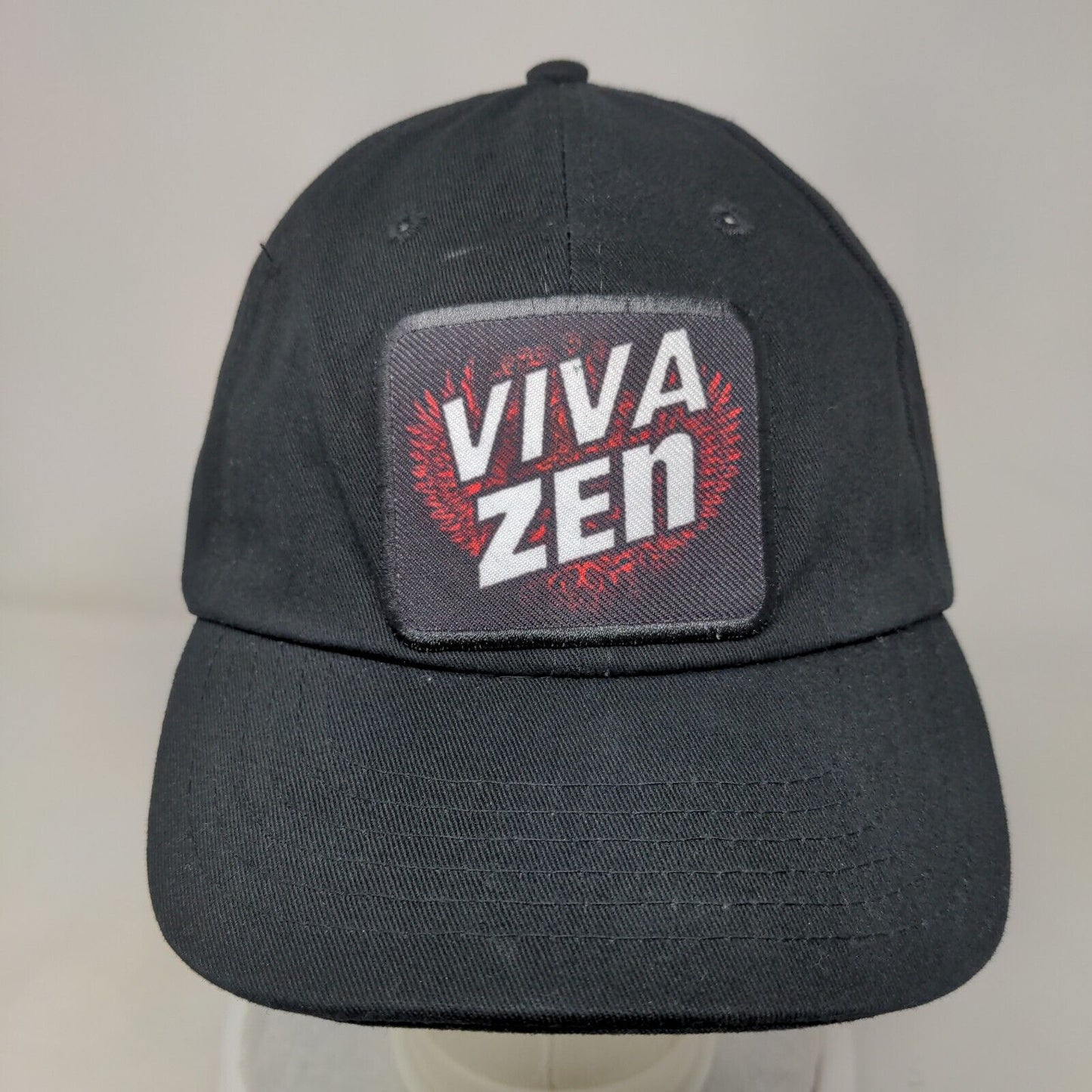 VIVAZEN Patch Slideback Hat Black OSFM Adjustable Vent Holes 6 Panel