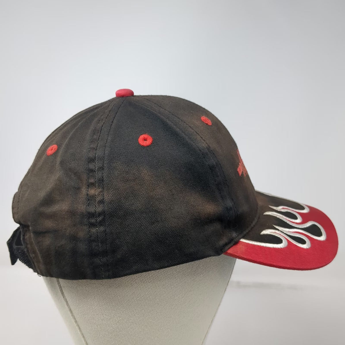 Otto Haney Truckline Baseball Cap Black OSFM Flames Embroidered Strapback Hat