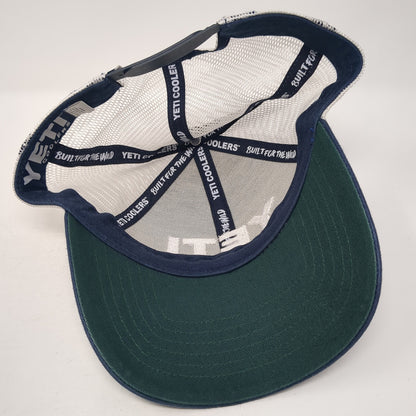 YETI Coolers Snapback Trucker Hat Blue One Size Adjustable Embroidered Mesh Back