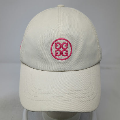 G/FORE Snapback Hat Beige One Size Pink Logo Nylon Golf Sport Cap Adjustable