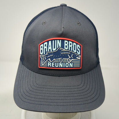 Richardson Trucker Hat Gray Blue One Size Fish Trout Braun Bros Reunion Snapback