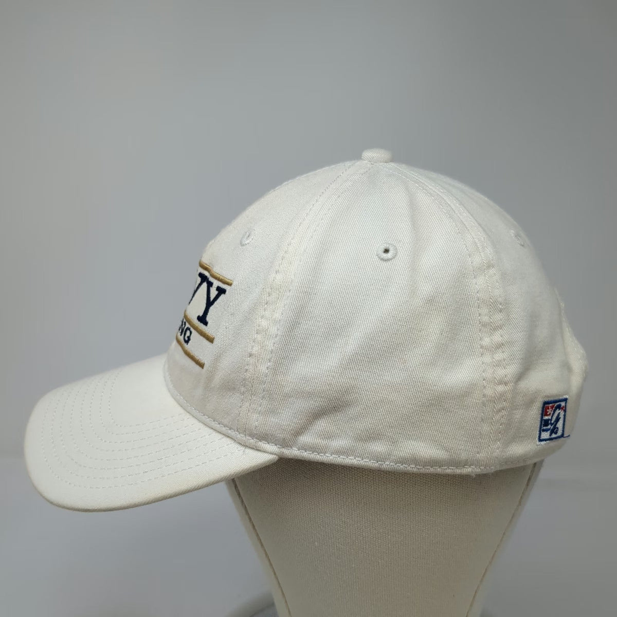 The Game Navy Sailing White One Size Slideback Cotton Logo Baseball Cap Hat