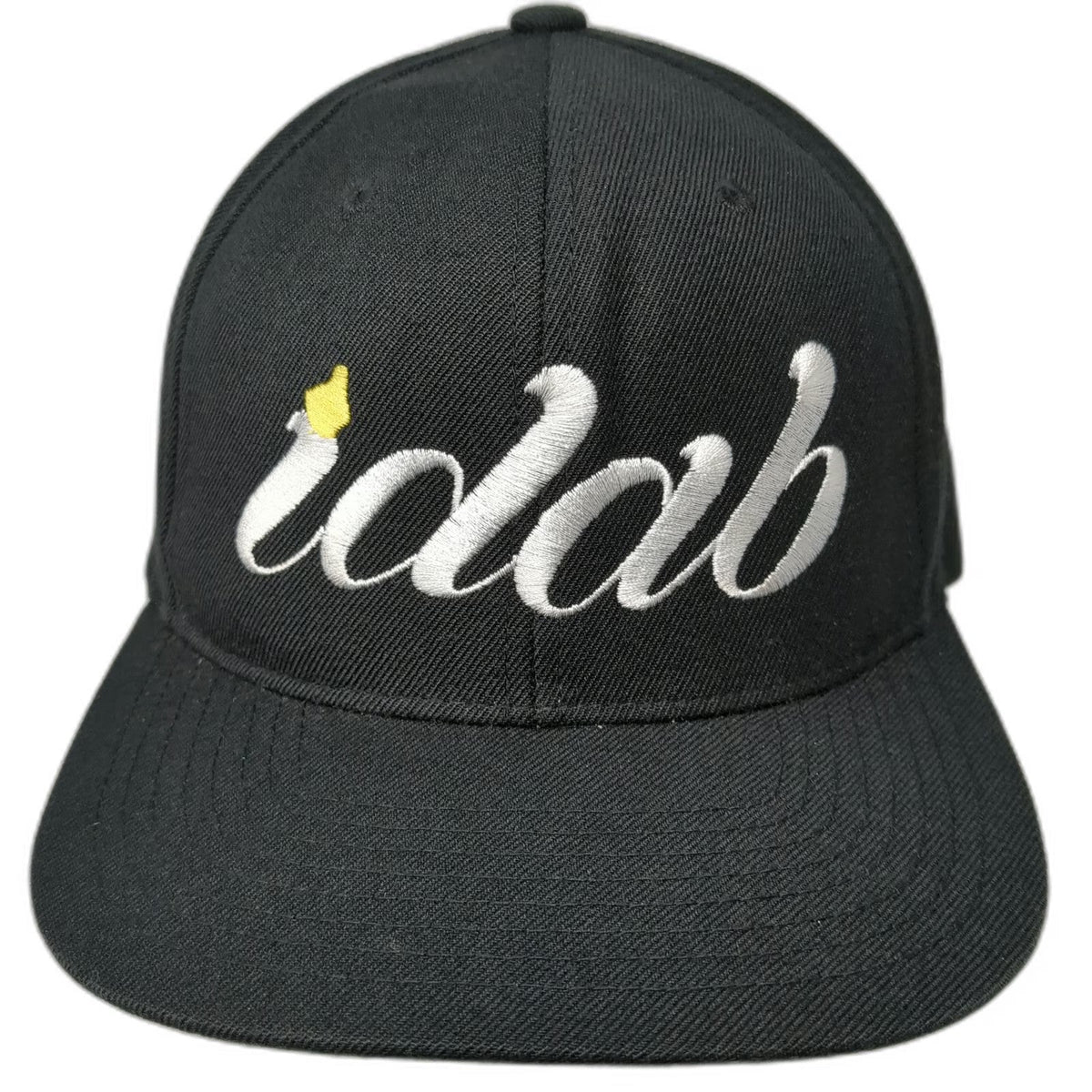 Yupoong Snapback Hat Black One Size idab Script Logo Flat Brim Green Underbrim