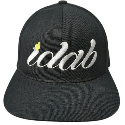 Yupoong Snapback Hat Black One Size idab Script Logo Flat Brim Green Underbrim