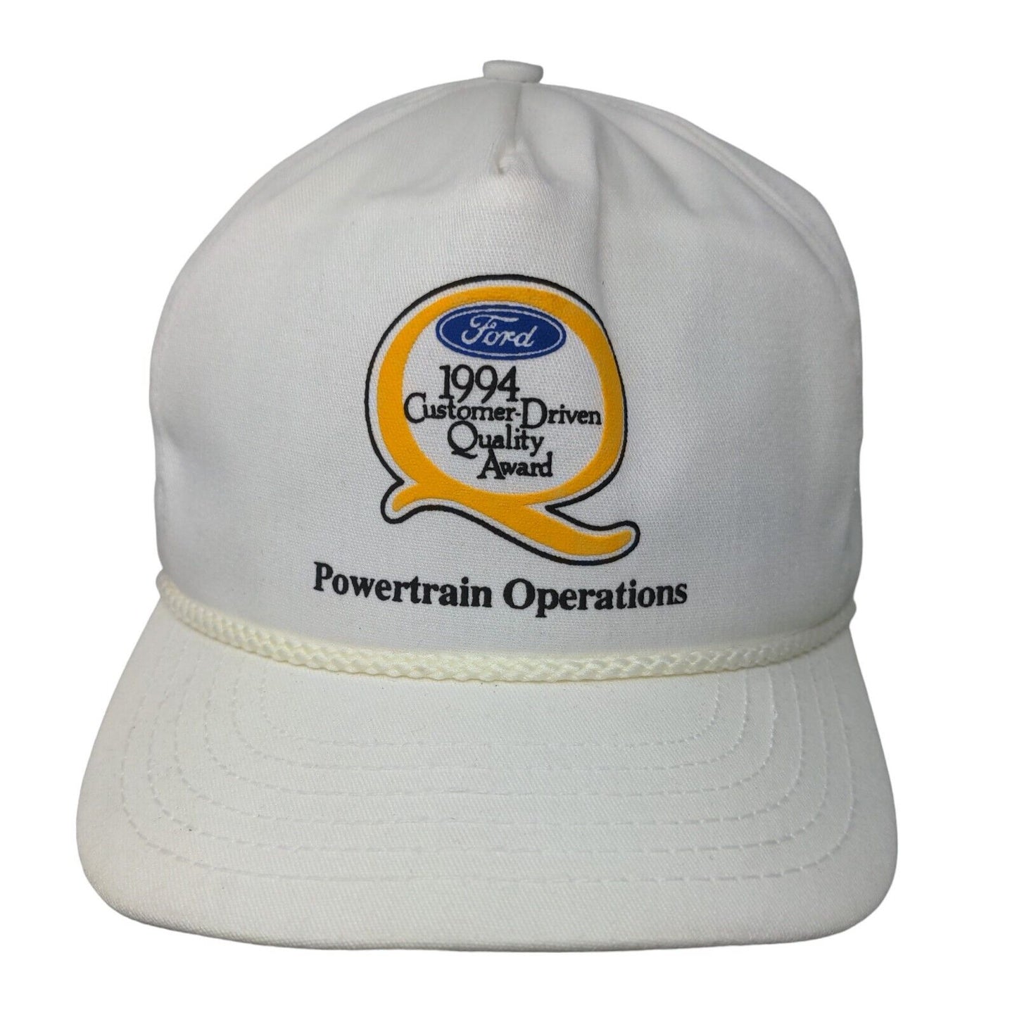 Ford Men's Snapback Trucker Hat White Vintage 1994 Powertrain Operations Rope