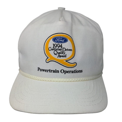 Ford Men's Snapback Trucker Hat White Vintage 1994 Powertrain Operations Rope