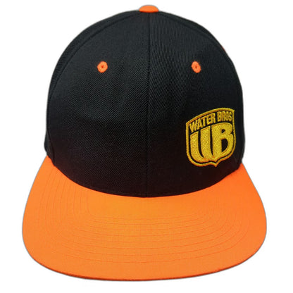Yupoong Snapback Black Orange One Size Water Bros WB Logo Green Underbrim Hat