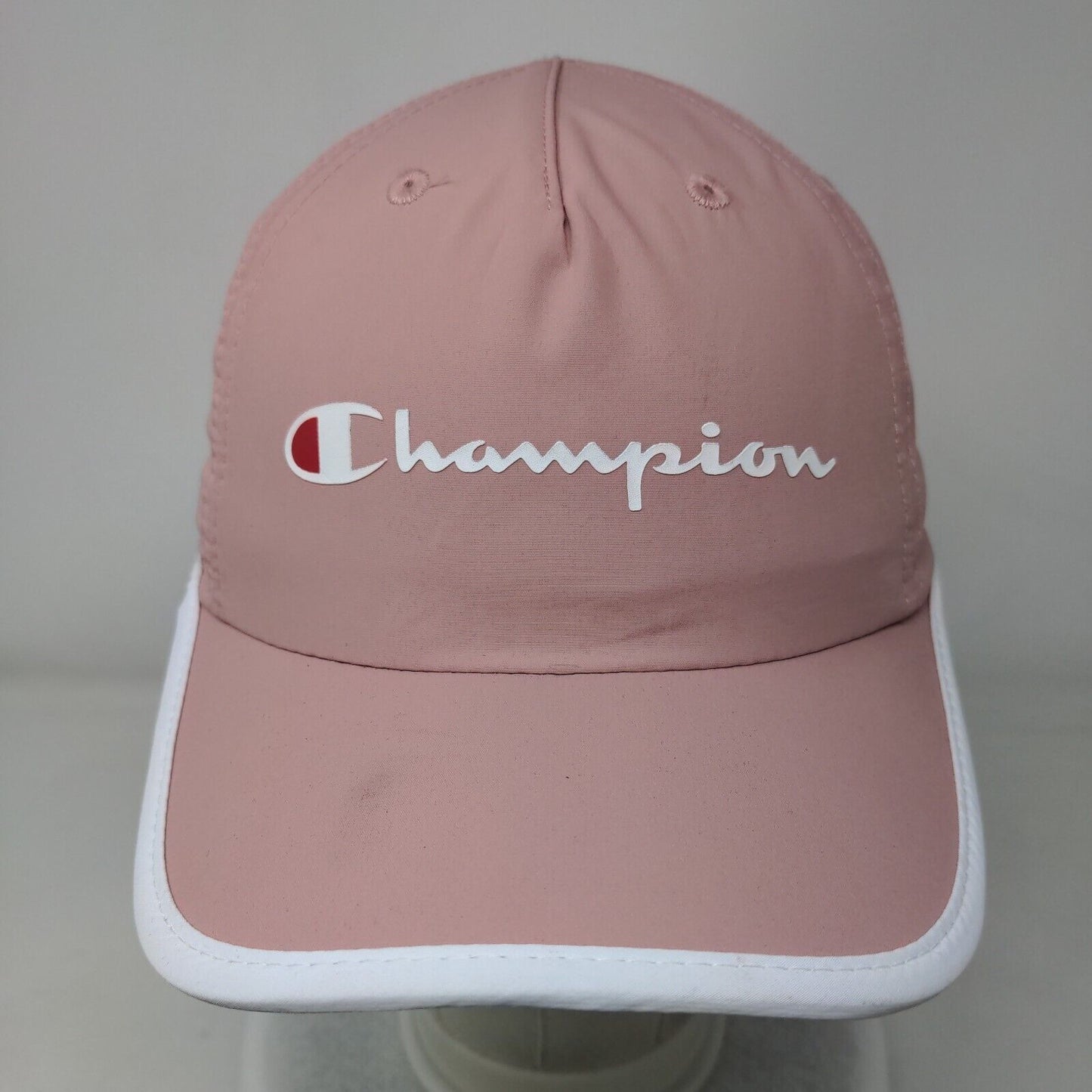 Champion Strapback Hat Pink OSFA Adjustable Vented Holes 6 Panel Polyester