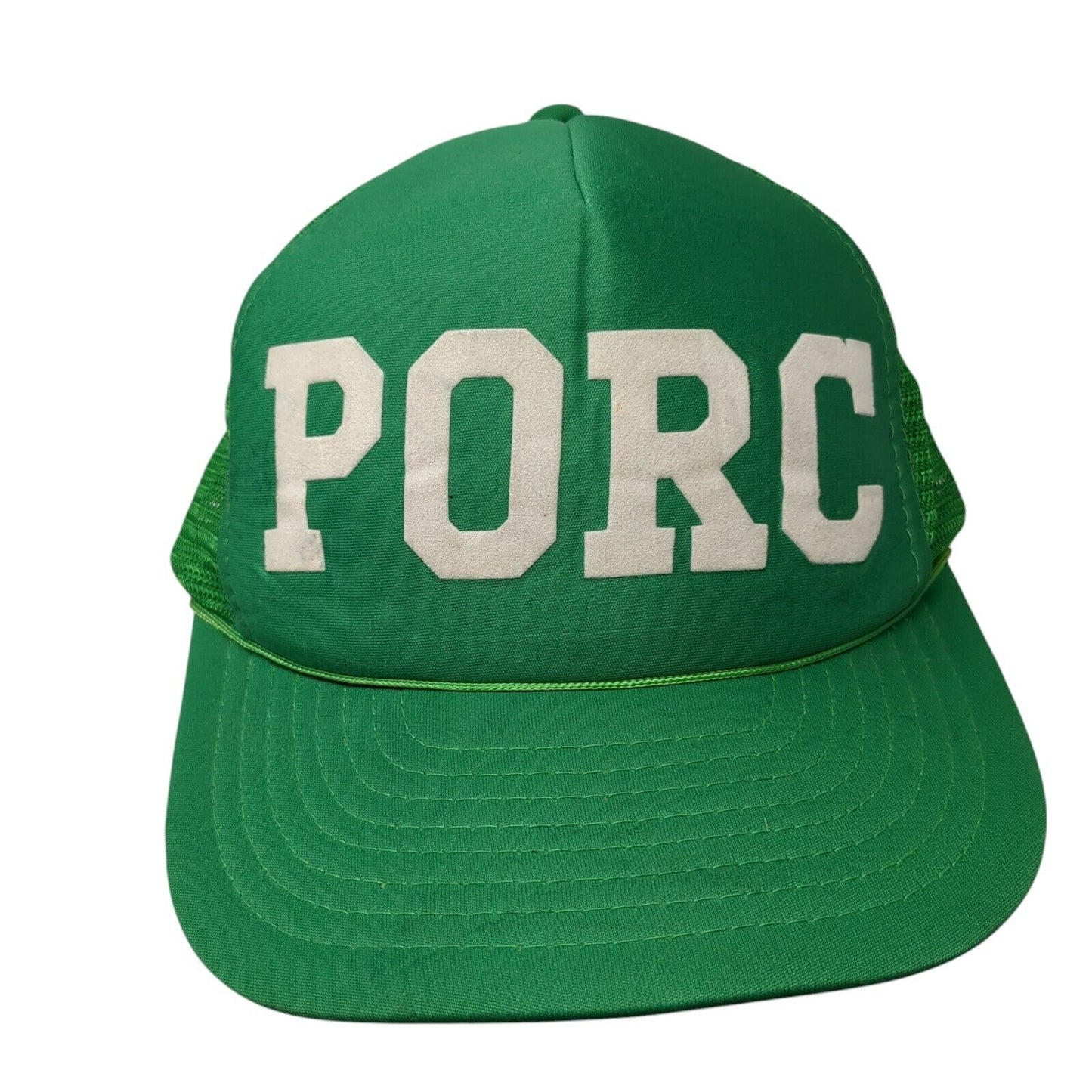 Porc Snapback Mesh Back Rope Trucker Hat Green One Size Adjustable
