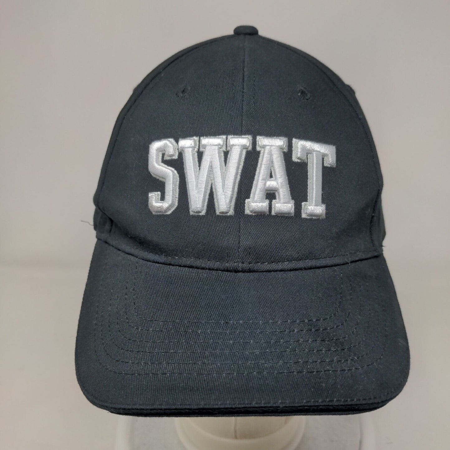 SWAT Costume Strapback Hat Black One Size Embroidered Spirit Halloween