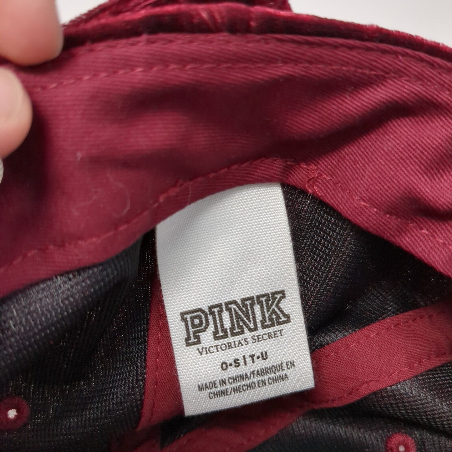 PINK Victoria's Secret Slideback Velvet Hat Red One Size Adjustable