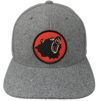 Yupoong Snapback Hat Gray One Size Wool Blend Bear Patch Green Underbrim Bill