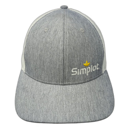 Ivory Headwear Simplot Gray White Yellow Trucker Hat One Size Mesh Snapback Cap