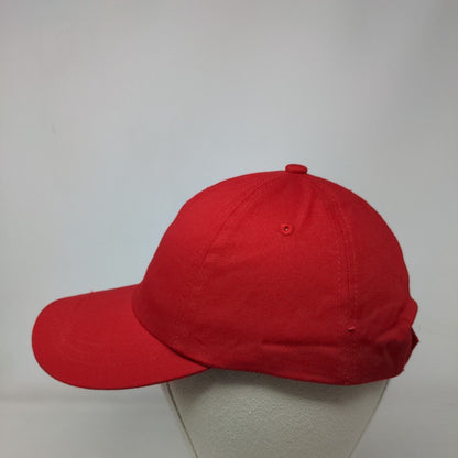 Unbranded Strapback Hat Red One Size Adjustable Vented Holes 6 Panel Blank