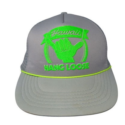 Hawaii Hang Loose Snapback Trucker Hat Gray One Size Adjustable Mesh Back Rope