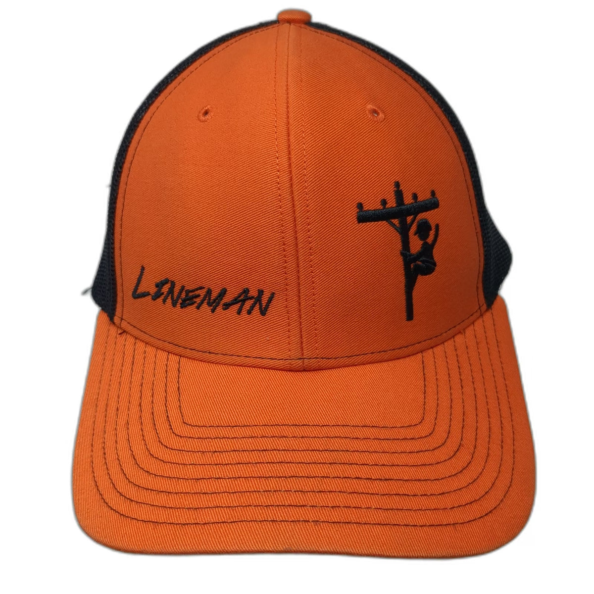 Richardson Trucker Hat Orange One Size Lineman Utility Pole Mesh Snapback