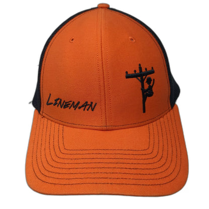 Richardson Trucker Hat Orange One Size Lineman Utility Pole Mesh Snapback
