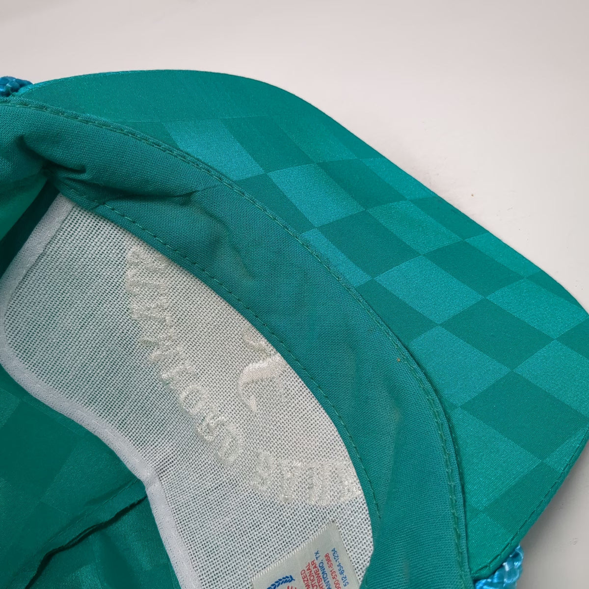 San Sun 5 Panel Blue Hat Vintage Checkered Rope Stamford Bank Embroidered Logo