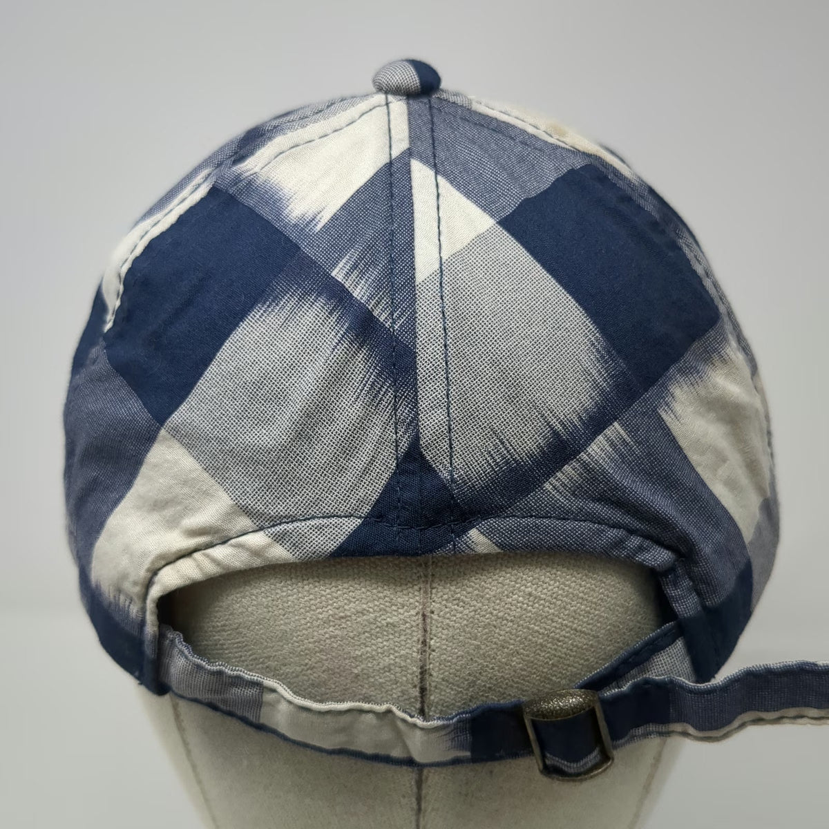 Madewell Biltmore Baseball Cap Blue White One Size Checkered Blurred Pattern Hat