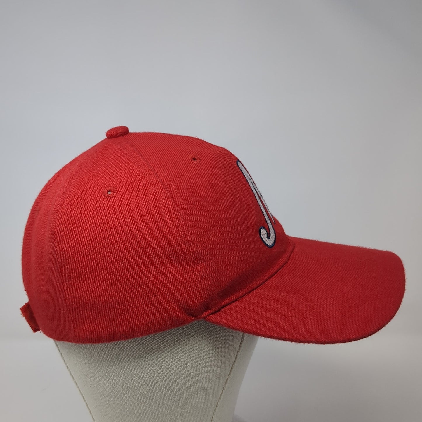 Letter M Strapback Hat Red One Size Adjustable Embroidered 6 Panel