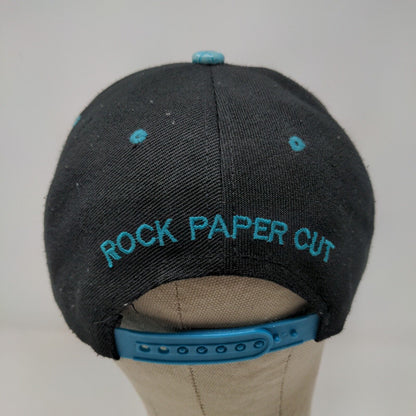 New League Men's Snapback Hat Black Blue Size OSFA Embroidered Rock Paper Cut