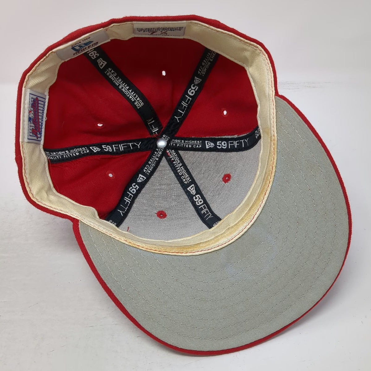 New Era MLB St. Louis Cardinals Baseball Cap Red 7 1/4 Fitted 100% Wool USA Hat
