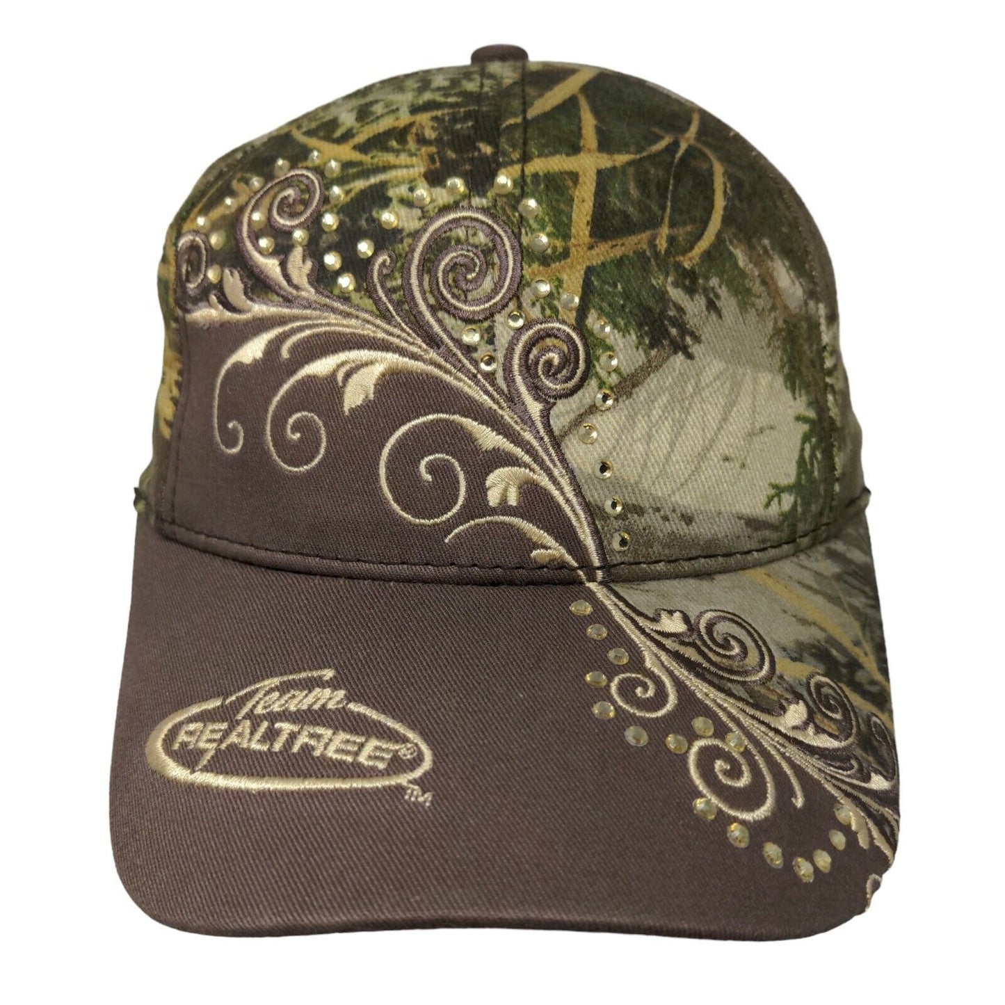 Team Realtree Women's Slideback Hat Brown Camo OSFA Embroidered Logo