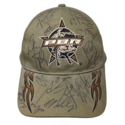 M&F PBR Bull Riders Baseball Cap Brown One Size Autographed Flame Cotton Hat