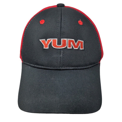 Yum Men's Strapback Hat Black Red Embroidered Logo Adjustable